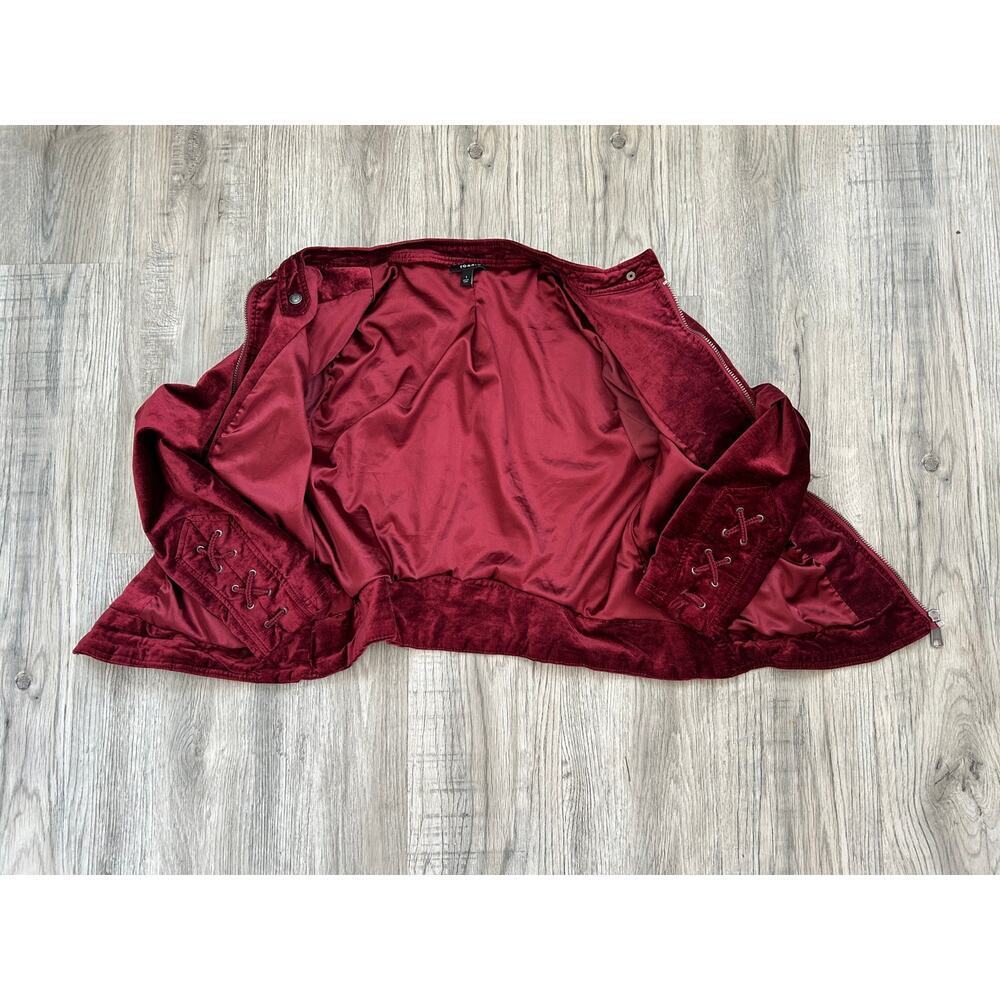 Torrid Burgundy Velvet Moto Jacket Sz 1X - Picture 3 of 14